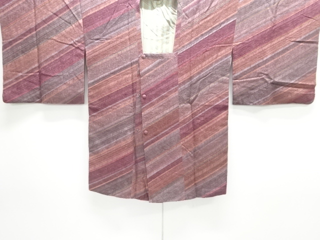 ふくれ織　斜め縞模様道行コート